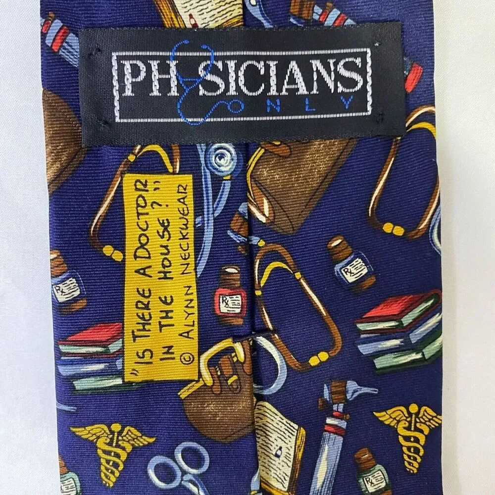#6641 Physicians Blue with Doctor Details Mens Necktie, Tie
